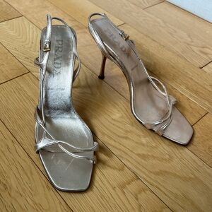 Prada Metallic Silver Heels